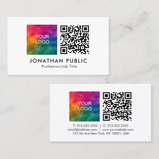 Carte D'appel Nom Et Titre De L'Employé Code QR Logo De L'Entrep (Devant / Derrière)