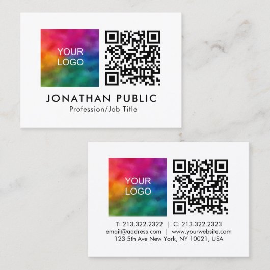 Carte D'appel Nom Et Titre De L'Employé Code QR Logo De L'Entrep (Devant / Derrière)