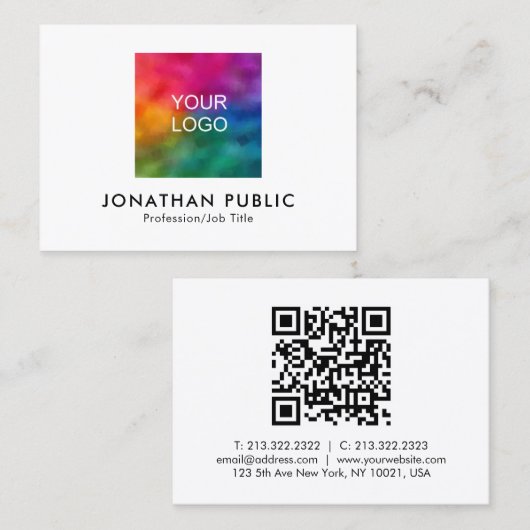 Carte D'appel Nom Et Titre De L'Employé Code QR Logo De L'Entrep (Devant / Derrière)