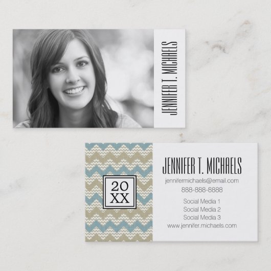 Carte D'appel Obtention du diplôme | Chevron de toile de photo (Devant / Derrière)