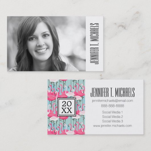 Carte D'appel Obtention du diplôme foule rose et blanche de | de (Devant / Derrière)