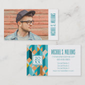 Carte D'appel Obtention du diplôme | Teal de photo et motif (Devant / Derrière)