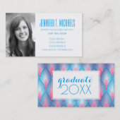 Carte D'appel Obtention du diplôme | Teal de photo et pétales (Devant / Derrière)