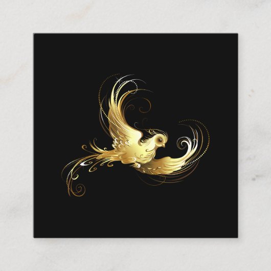 Carte D'appel Oiseau d'or sur Arrière - plan noir (Devant)