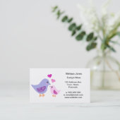 Carte D'appel Oiseaux roses et pourpres mignons de mère et (Debout devant)