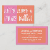 Carte D'appel Orange & Rose Color Block Jouer Date (Devant / Derrière)