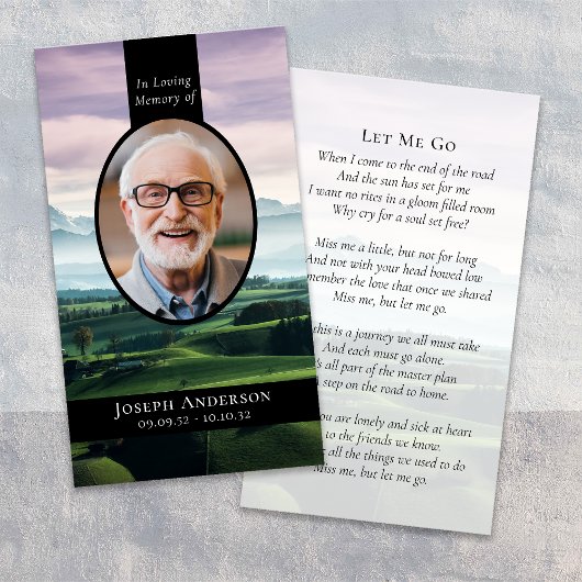 Carte D'appel Oval Photo Golf Course Funeral Memorial Card