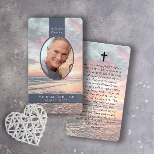 Carte D'appel Oval Photo Sunset Ocean Memorial Prayer Card