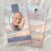 Carte D'appel Oval Photo Sunset Ocean Memorial Prayer Card