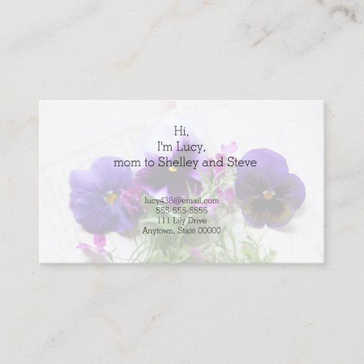 Carte D'appel Pansies et lobélies sur la vieille mère de l'écrit (Devant)