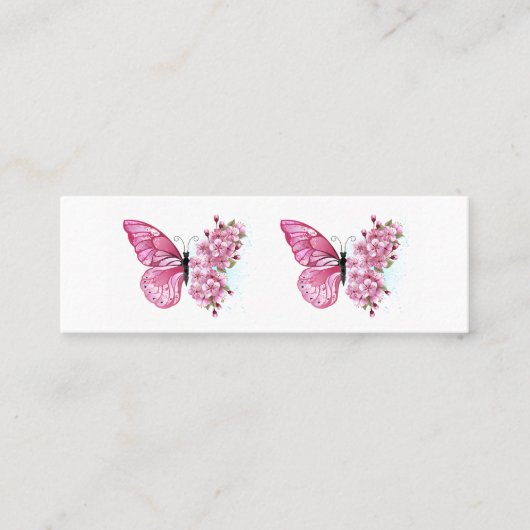 Carte D'appel Papillon de fleurs avec Sakura rose (Devant)