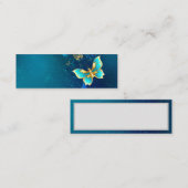 Carte D'appel Papillons dorés sur fond bleu (Devant / Derrière)