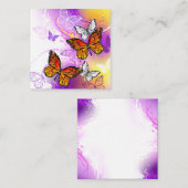 Carte D'appel Papillons Monarque sur Arrière - plan pourpre (Devant / Derrière)