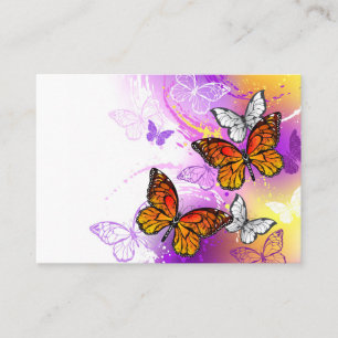 Carte D'appel Papillons monarques sur fond violet