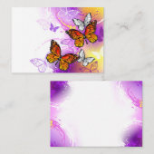 Carte D'appel Papillons monarques sur fond violet (Devant / Derrière)