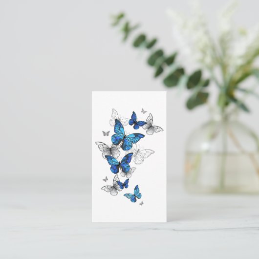 Carte D'appel Papillons volants bleus Morpho (Debout devant)