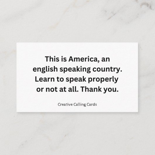 Carte D'appel Parler anglais (Dos)