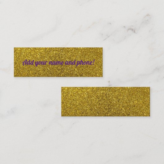 Carte D'appel Parties scintillant dorée personnalisée (Devant / Derrière)