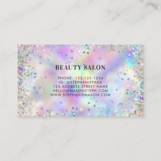 Carte D'appel Parties scintillant holographique Beauté Salon Car (Dos)