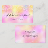 Carte D'appel Parties scintillant holographique Pastel Girly Car (Devant / Derrière)