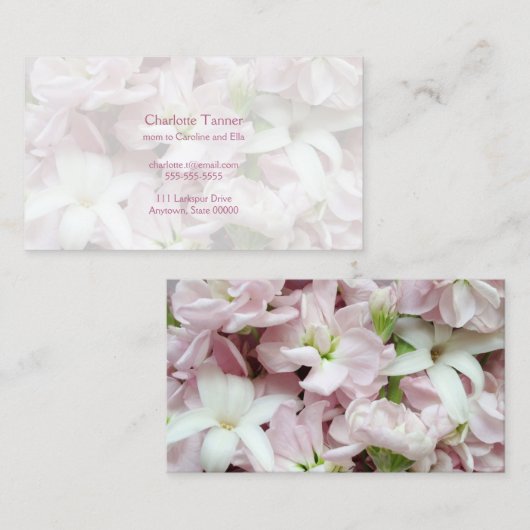 Carte D'appel Pastel fleurs de printemps closeuse (Devant / Derrière)