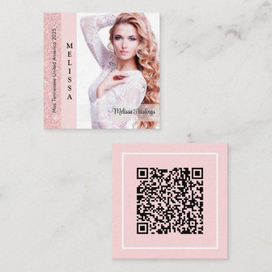 Carte D'appel Pastel Glitz Custom Pageant Queen Profile Card (Devant / Derrière)