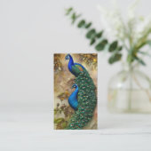 Carte D'appel Peacock gris Art aquarelle peinture (Debout devant)