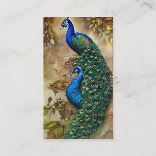 Carte D'appel Peacock gris Art aquarelle peinture (Devant)