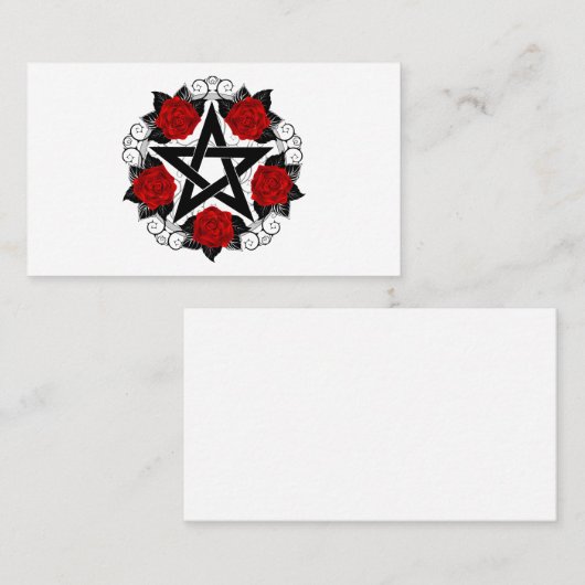 Carte D'appel Pentagramme aux roses rouges (Devant / Derrière)