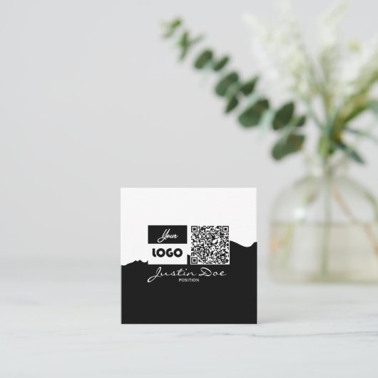 Carte D'appel Personal Calling Card with QR code Black & White (Debout devant)
