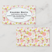 Carte D'appel Personnalisé rose violet fleuri aide de la mère (Devant / Derrière)