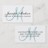 Carte d'appel personnalisée Elegant Blue Monogram  (Devant / Derrière)