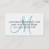 Carte d'appel personnalisée Elegant Blue Monogram  (Dos)