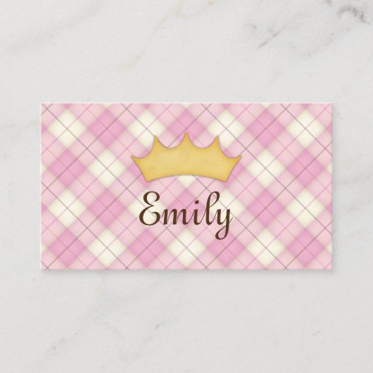 Carte d'appel personnalisée Princesse Plaid rose (Devant)