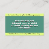 Carte D'appel Personnaliser garée comme un Jerry, drôle de stati (Dos)