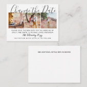 Carte D'appel PHOTO CHANGER LA DATE Petit Mariage élégant (Devant / Derrière)