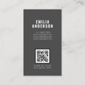 Carte D'appel Photo de Graduation Noire moderne QR Code Info (Dos)