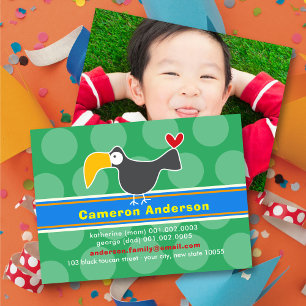 Carte D'appel Photo de profil d'enfant coloré d'oiseau toucan de