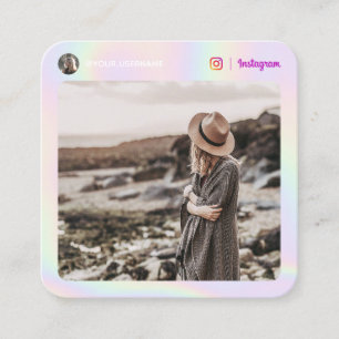 Carte D'appel Photo Instagram holographique moderne pastel rainb