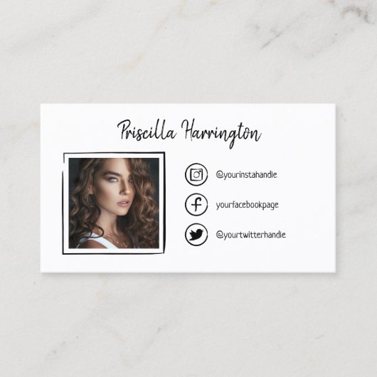 Carte D'appel Photo tirée à la main sur les icônes des médias so (Devant)