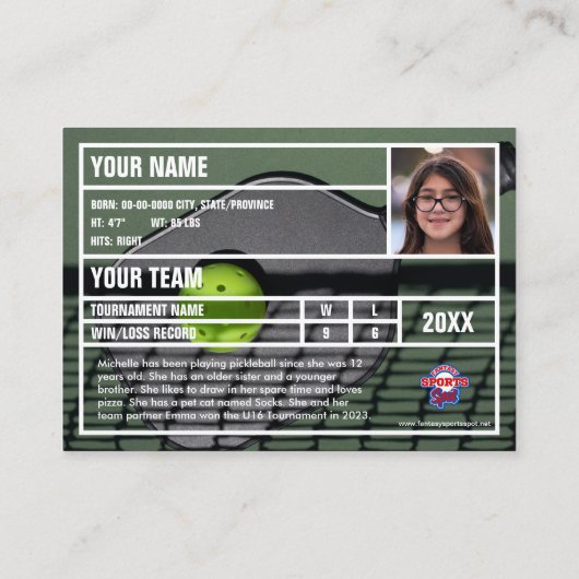 Carte D'appel Pickleball Player - Deep Blue (Dos)