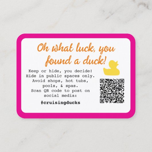 Carte D'appel Pink Conquackulations! Cruising Duck Tag (Dos)