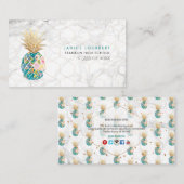 Carte D'appel PixDezines ALOHA PINEAPPLE/TURQUOISE/FAUX GOLD (Devant / Derrière)