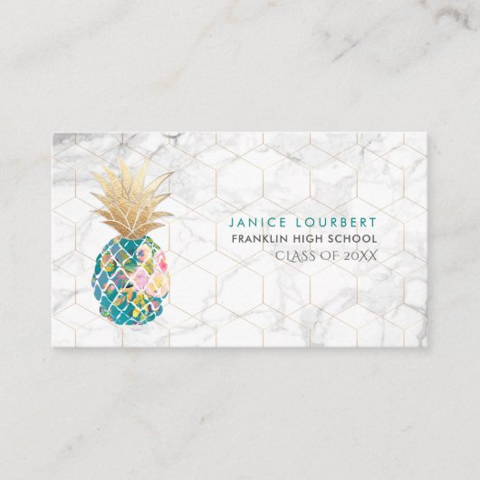 Carte D'appel PixDezines ALOHA PINEAPPLE/TURQUOISE/FAUX GOLD (Devant)