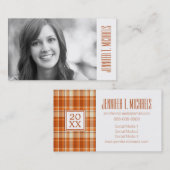 Carte D'appel Plaid orange de l'obtention du diplôme | de photo (Devant / Derrière)