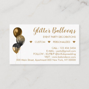 Carte D'appel Planificateur d'événement Ballon de fête Bronze Or
