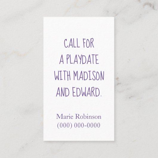 Carte D'appel Playdate d'oiseau bleu amusant (Dos)