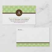 Carte D'appel Pois verts doux et Monogramme (Devant / Derrière)
