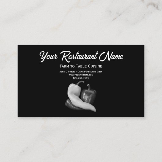 Carte D'appel Poivrons noirs et blancs Ferme à table Restaurant (Devant)