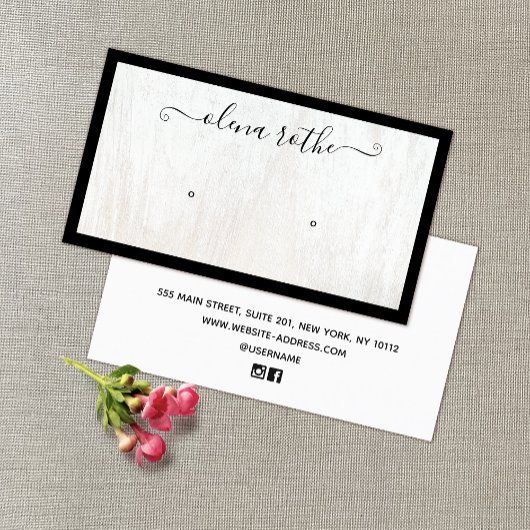 Carte D'appel Porte-oreille en bois blanc Bordure noire